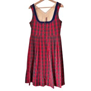 Vintage Saltzburger Trachten Red Plaid Dirndl Dress Medium Austria Folk Alpine